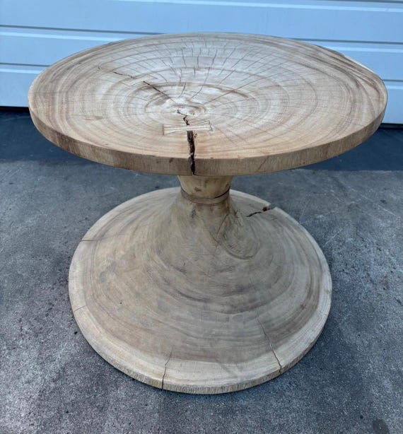 Acacia Wood Round Stool: Contemporary End Table or Stand - Etsy