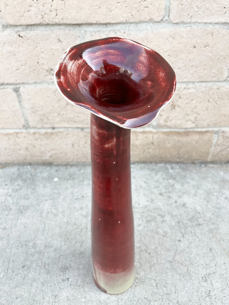 Red ceramic vase image 10