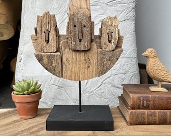 Unique teak wood scrap art people