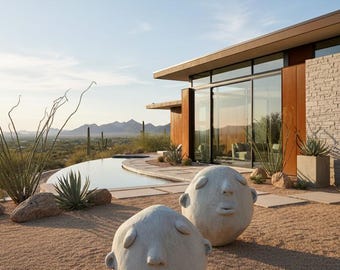 Round head concrete sculpture