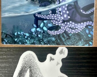 Fantasy Ocean Art Stickers | Octopus’s Garden and Mermaid Silhouette