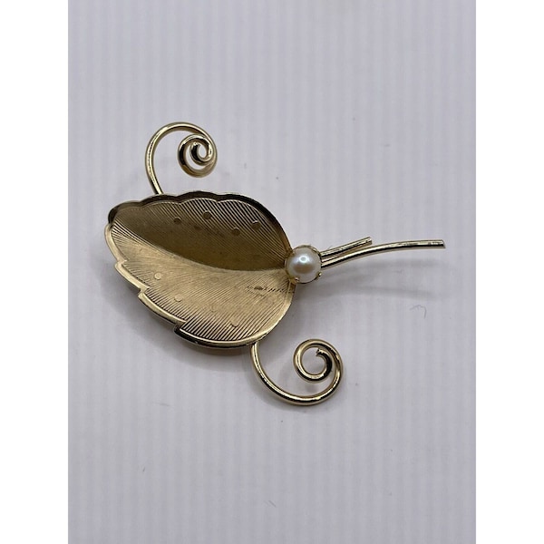 Dixelle 12K gold tone gold filled leaf pin brooch