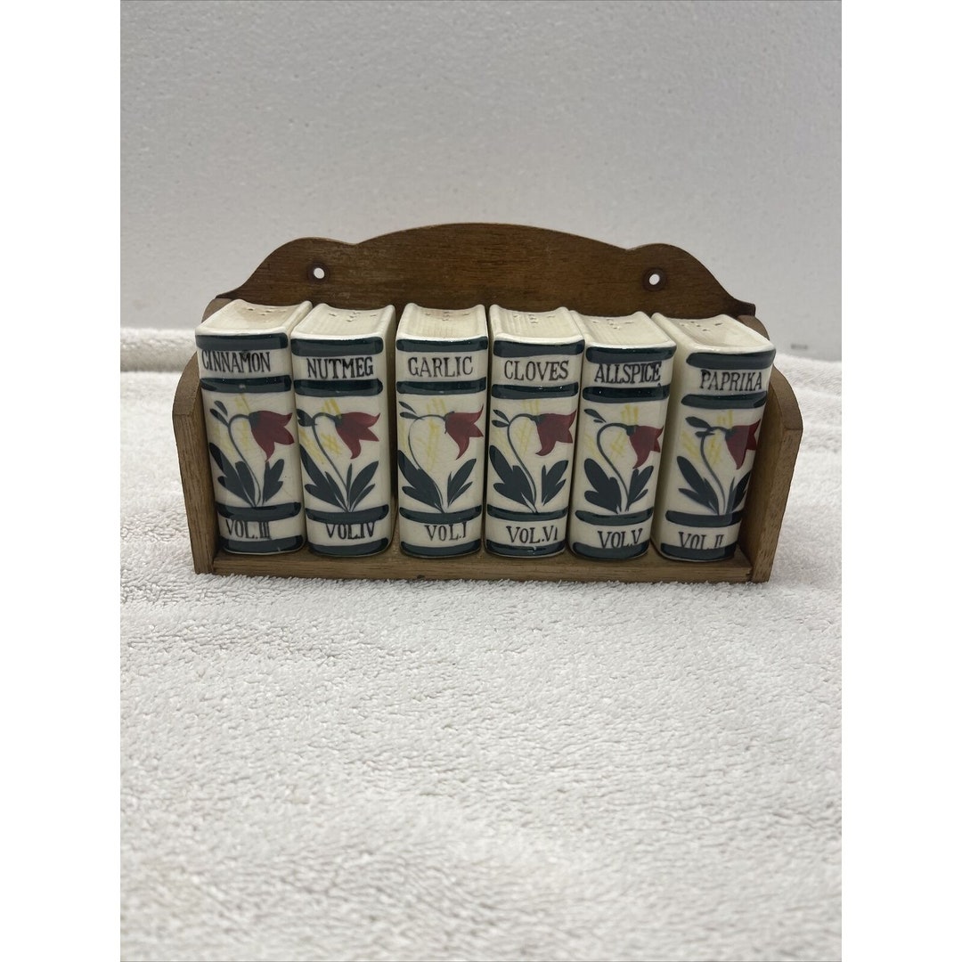 Vintage Ceramic Bookshelf Spice Rack Etsy