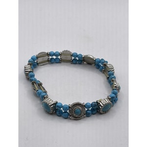 Bracciale elasticizzato occidentale color turchese e argento