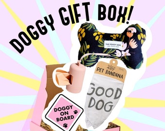 Doggy Gift Box, National Dog Day, Pet Day, Gotcha Day, gifts for dogs, dog welcome, dog day, dog mom, dog magnet, dog on board, dog bone