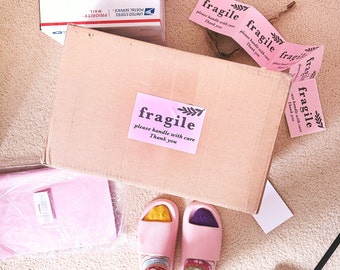 Fragile Stickers, Handle with Care stickers, pink, small business stickers, fragile handle with care stickers, large, pink thermal labels