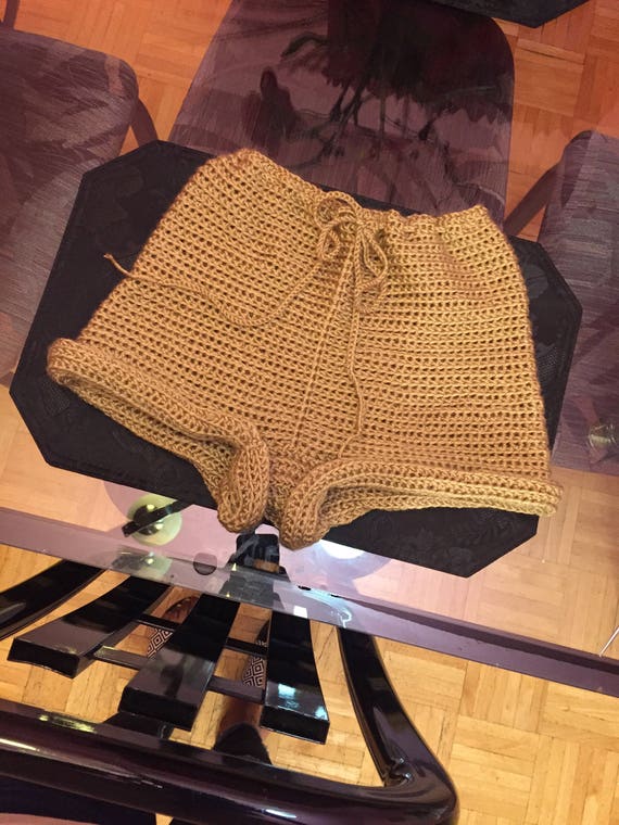 high waisted crochet shorts