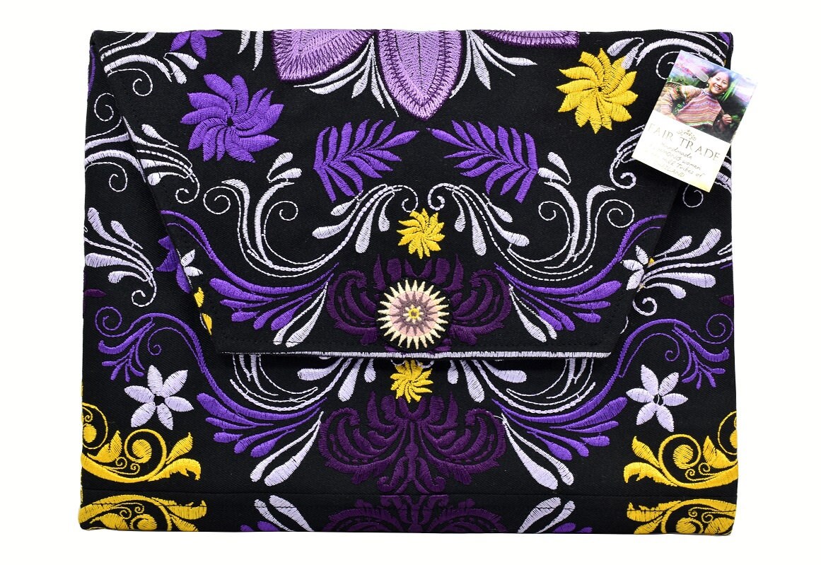 Purple Floral Large Clutch | Envelope Purse | Boho Purse | Ready to Gift Purse | Ethical Gift | Christmas Gift for Mom Sister Friend