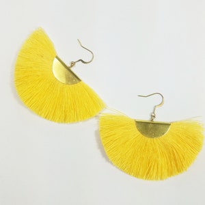 Yellow half moon earrings | Handmade | Boho | Artisanal |  Unique Earrings | Women Fashion | Boho Earrings | Fair trade | Gift for Her