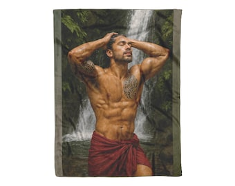 Polynesian Hunk 4  Ultra Soft Plush Fleece or Sherpa Blanket