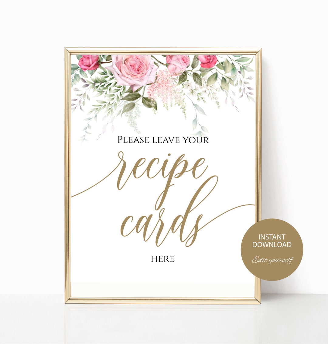 Printable Recipe Card Sign Template, Place Your Recipe Card Here ...