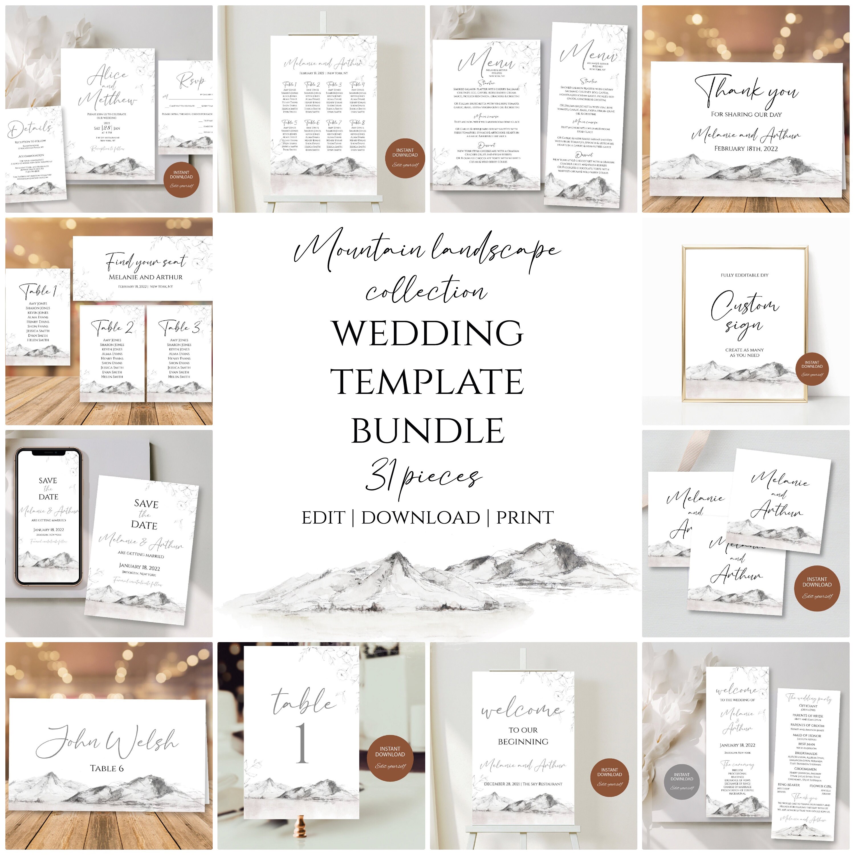 Wedding Bundle Template Mountain Landscape, TRY BEFORE You BUY ...