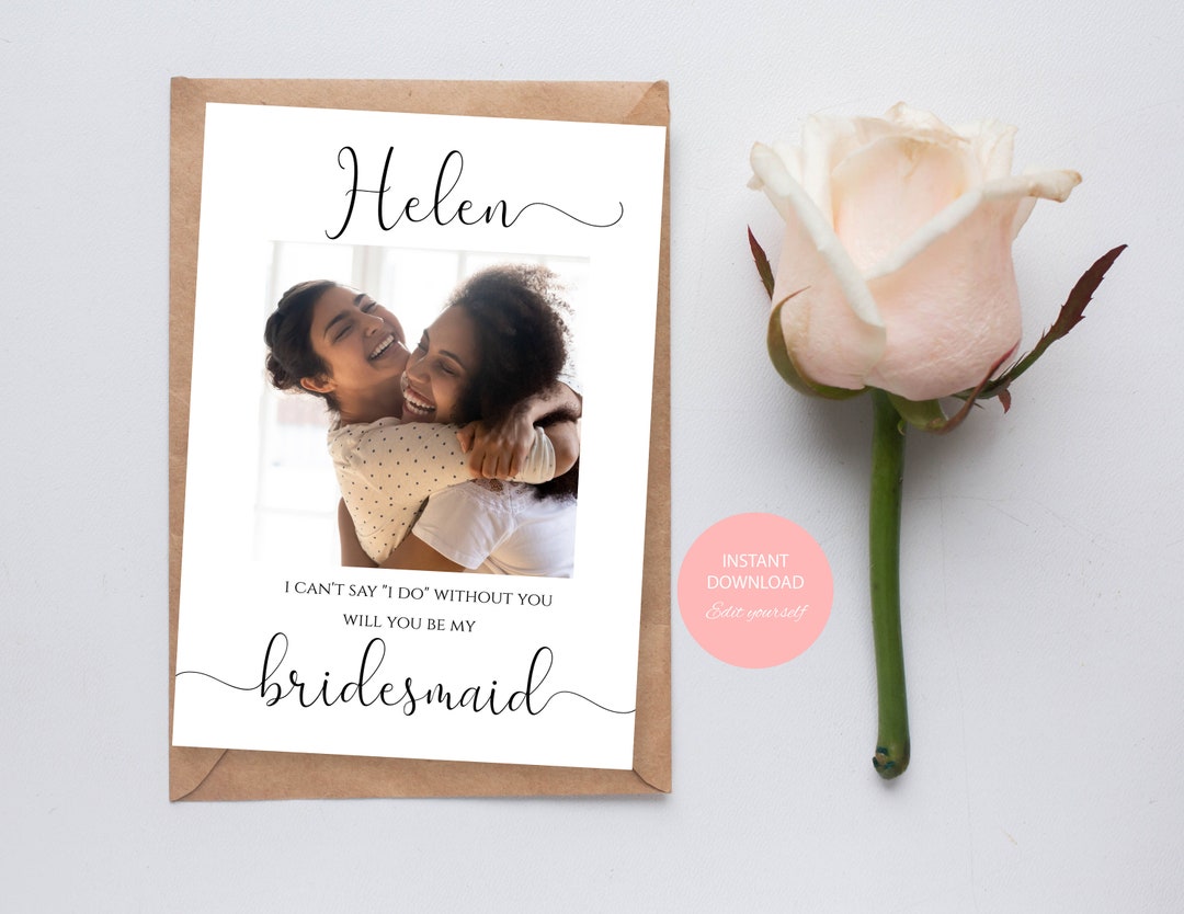 Photo Bridesmaid Proposal Card Template Printable Will You Be - Etsy