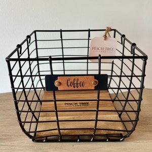 Coffee pod holder for coffee essentials, coffee bar decor, modern farmhouse kitchen decor, kitchen storage basket, gift for coffee lover