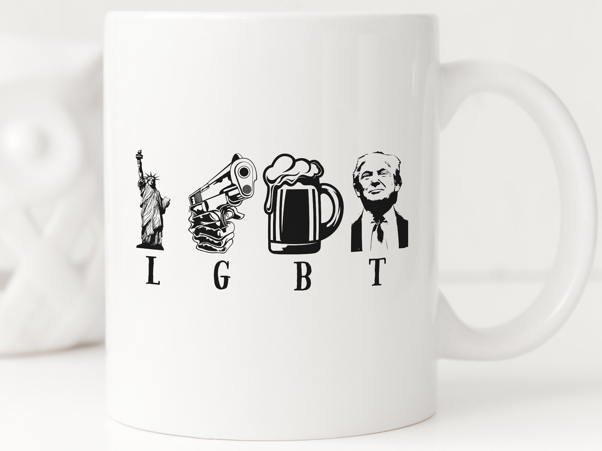 Rare Vintage Liberty Village Handblown Glass Large Mug With Cobalt Blue Glass Handle, Dated 1997