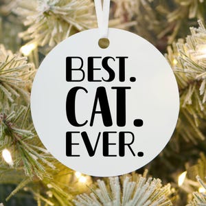 Best Cat Ever Christmas Ornament, Funny Cat Lover Gift, Cute Cat Mom Ornament, Pet Cat Owner Ornament, Cat Themed Gift For Her