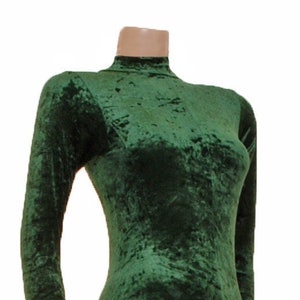 Catsuit Bodysuit Long Sleeves Green Crush Velvet (melanie)