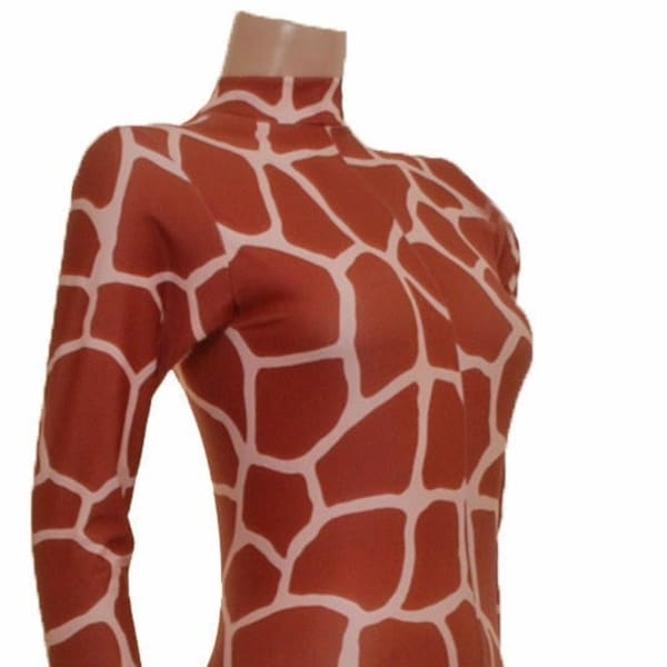 Catsuit Jumpsuit Unitard Bodysuit Long Sleeves Giraffe Animal Print Catsuit elsa