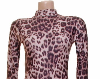 Catsuit Jumpsuit Unitard Bodysuit Long Sleeves Clouded Leopard Elsa