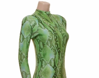 Catsuit Bodysuit Long Sleeves green snake catsuit elsa