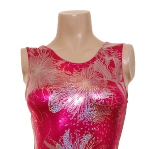 Gymnastic leotard cerise silver OLYMPIQUE