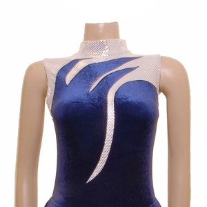 Ice Skating Majorette Dress Navy Velvet Silver Stars Sleeveless 1 Available Size 12uk