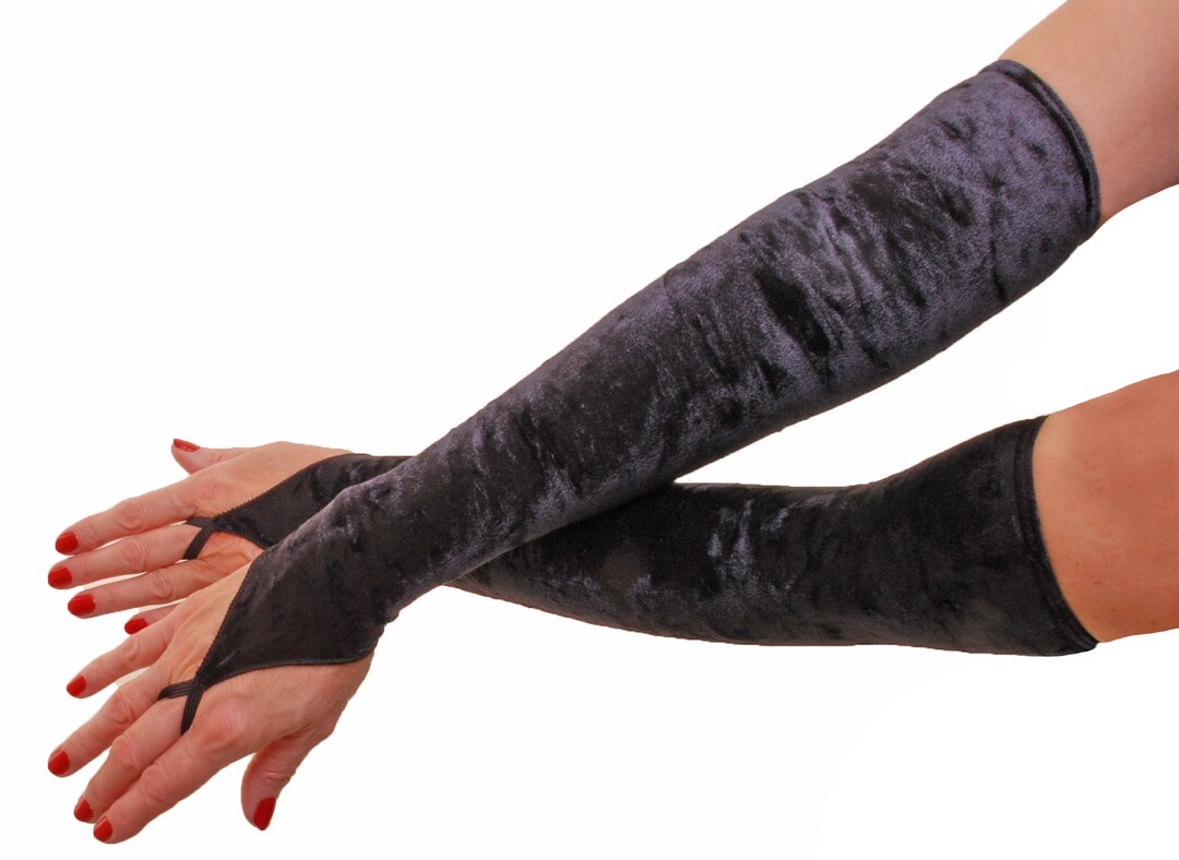 Gloves Fingerless Fashion Dress Gloves Arm Sleeves Black Velvet