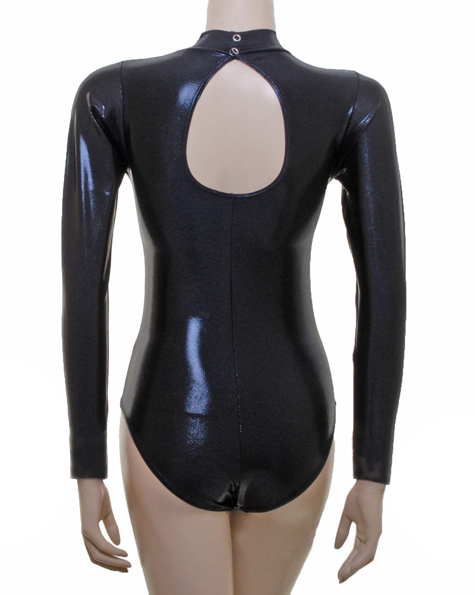 Dance Leotard Long Sleeve Black Liquid Shine penny Etsy