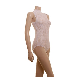 Bodysuit Leotard White Lace No Sleeve (POLLY)