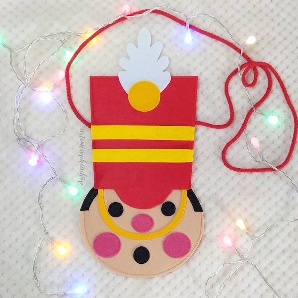 Toy Soldier Nutcracker Disney felt Purse, Christmas Nutcracker costume kid bag, Nutcracker Decor for Shelf, Christmas Gift favor bag