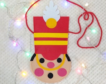 Toy Soldier Nutcracker Disney felt Purse, Christmas Nutcracker costume kid bag, Nutcracker Decor for Shelf, Christmas Gift favor bag