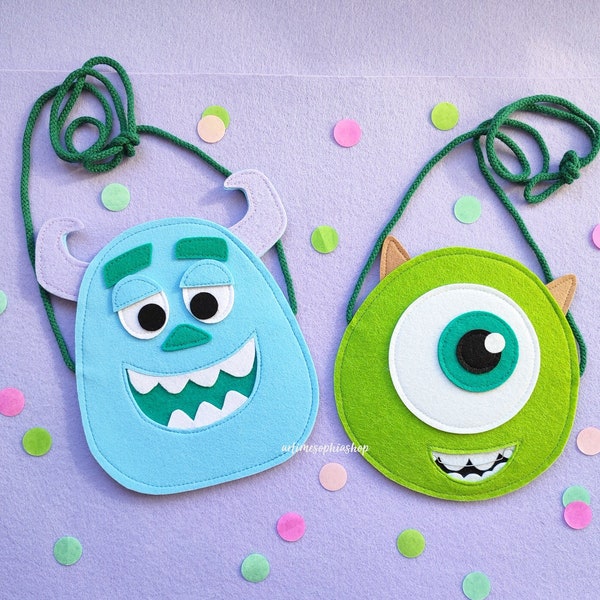 Mike Wazowski & Sulley Purse Disney, Monsters Inc University Disney, Disney Pixar Clutch Crossbody Bag, Disney Clutch Handmade Park bag