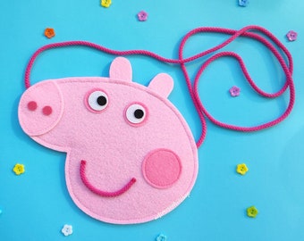 Peppa Pig crossbody bag, Felt handmade bag for toddler, Felt purse party favor kid, Style Kid Clutch