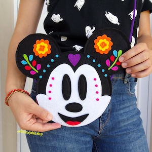 Mickey Halloween Coco inspiriert, Mickey Mexican Skull Portemonnaie, Mickey Mexican Handtasche, Mickey Halloween Tasche, Mickey Halloween Geldbörse