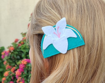 Handgefertigtes Filz-Mulan-Magnolien-Blumen-Accessoire, Prinzessin-Disney-gebundene Haarspangen-Accessoires für Mädchen, Blumen-Geschenkset mit Blumen-Bedeutung