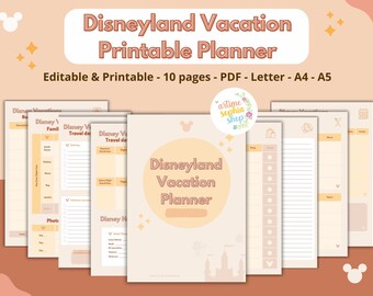 Disneyland Vacation Printable Planner, Planning Guide Printable Worksheets, Family Travel Planner Printable, Digital Budget Planner