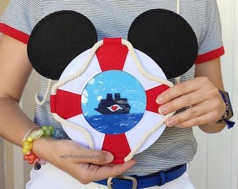 Mickey inspired lifebuoy crossbody bag Disney Cruise , Sailor friends purse, Disney Cruise bound Sea Ship accessories Kid Toddler Vacation