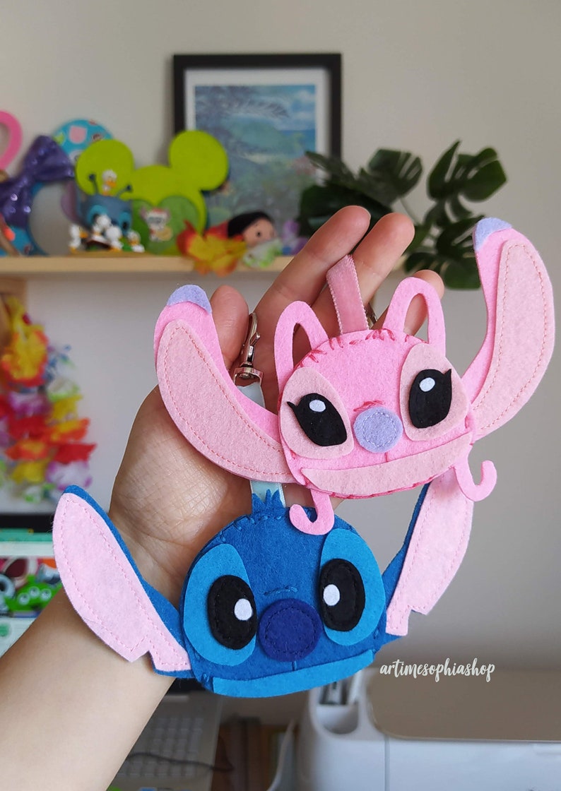 Stitch and Angel Disney Keychain Lilo and Stitch Felt Etsy