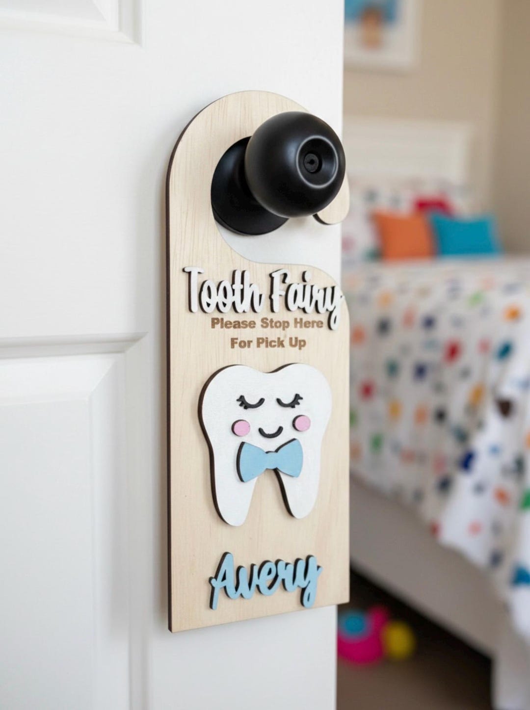 Personalized Tooth Fairy Door Hanger, Money Holder, Custom Name Tooth ...