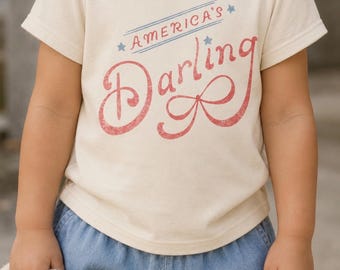 Amerikas älskling-tröja, barntröja för fjärde juli, firar frihet, barnpatriotisk tröja, de frias land