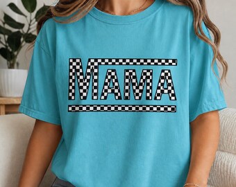 Camiseta a cuadros para mamá, Camiseta para mamá, Camiseta a cuadros, Camiseta a cuadros de carreras