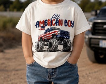 All American Boy, Fjärde juli-tröja, Monstertruck, Patriotisk tröja, Amerika