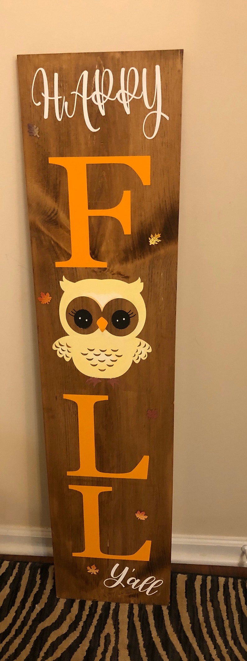 Fall Porch Sign October Owls Front Porch Happy Fall Etsy