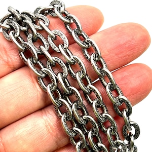 Large Antiqued Pewter Plated Textured Chain,Thick Silver Findings, DIY Jewelry Making Supplies, Chunky Chain by the Foot, AS-700, Wholesale