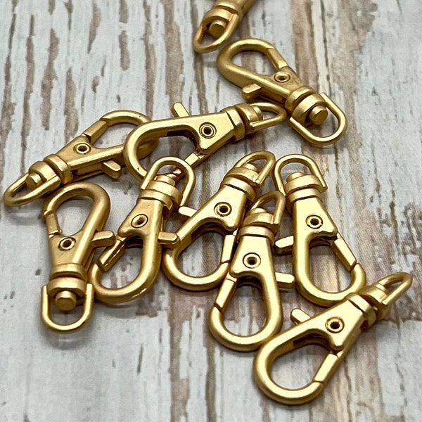 Matte Gold Clip Swivel Lobster Clasp, 23 mm,  DIY Jewelry Making Supplies, Boho Gold Findings, Small Clasp for Bracelet Necklace