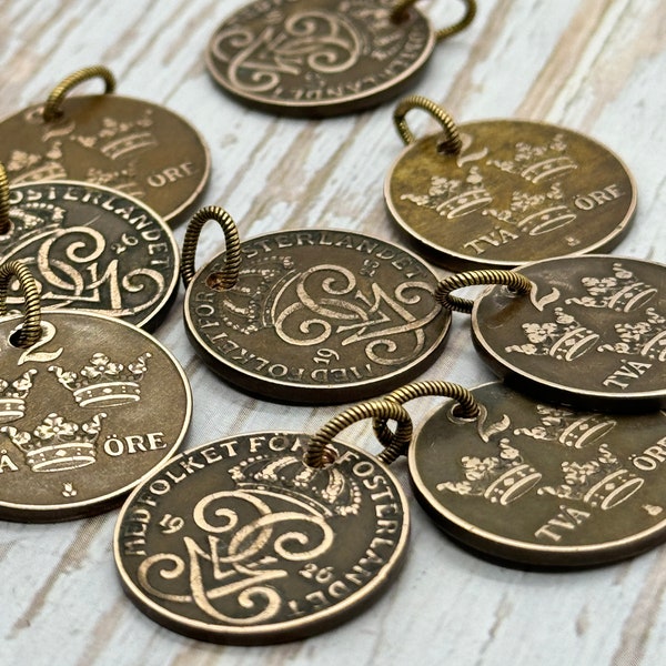 Genuine Solid Bronze Coin Pendant, Bronze Findings,  Small Charm, Gold Medallion, Jewelry Making Supplies, Boho Findings, DIY Jewelry Making