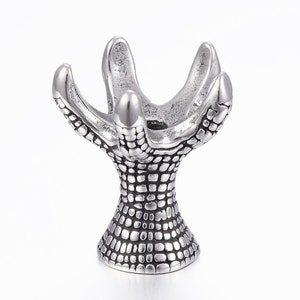 Claw Bead,316 Surgical Stainless Steel,Antique Silver,Large Hole Spacer,DIY Jewelry Making Supplies,Textured Beads,Nature Findings,SS058 bild 2