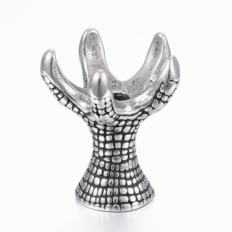 Claw Bead,316 Surgical Stainless Steel,Antique Silver,Large Hole Spacer,DIY Jewelry Making Supplies,Textured Beads,Nature Findings,SS058 bild 2