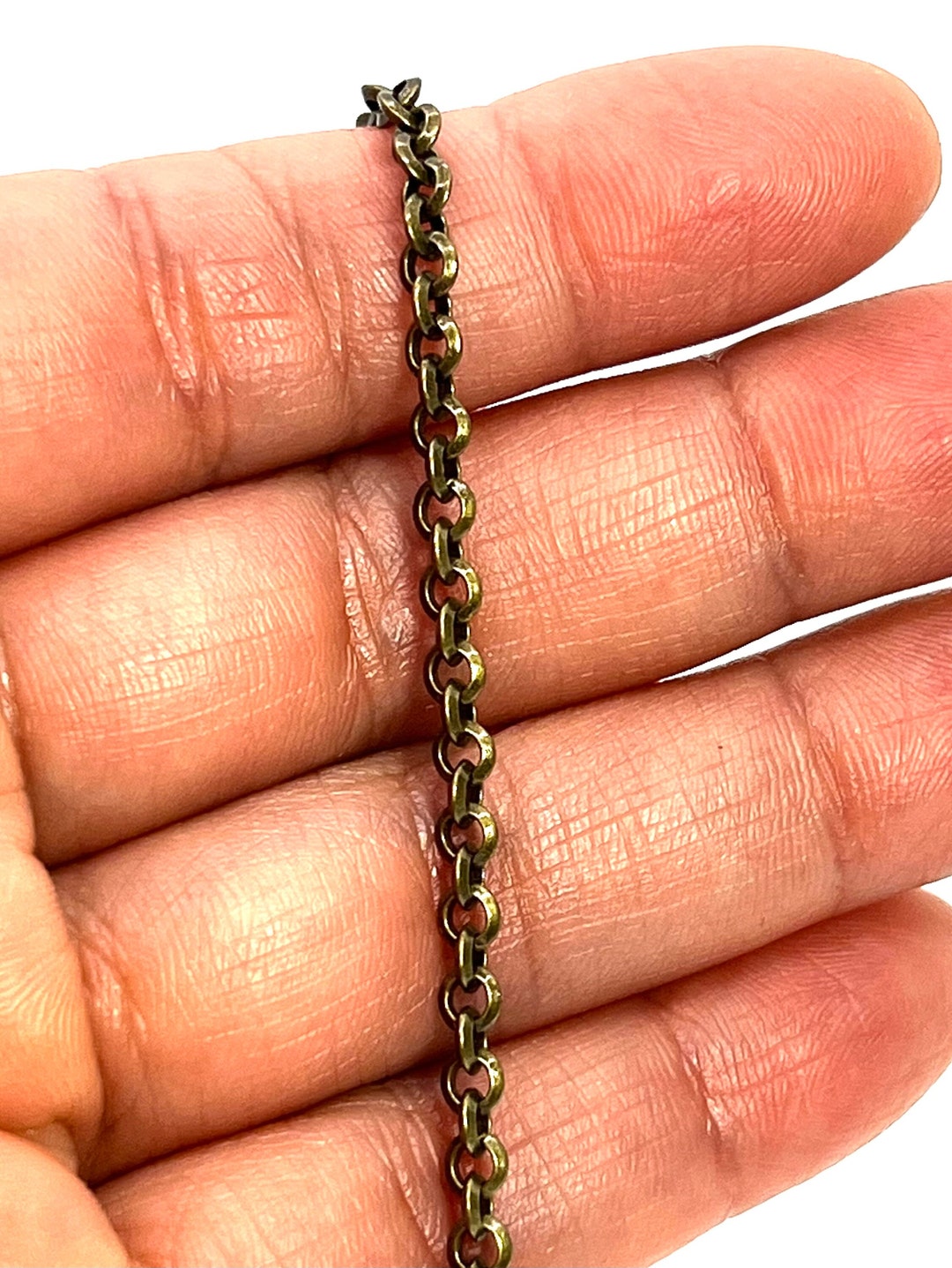 Antique Brass Beveled Rolo Chain, Belcher Chain, Hypoallergenic, Brass