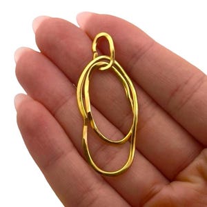 Double Irregular Loop Pendant, Satin 18k Gold Plated, Gold Jewelry Findings, Two Hoop Pendant, DIY Earring Findings, ST750
